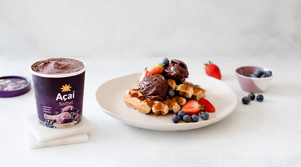 Waffles with Acai Sorbet