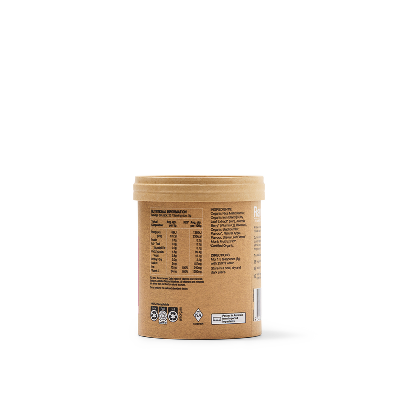 Raw Real Food Nutrients Organic Iron Apple Blackcurrent